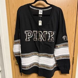 PINK Victoria's Secret Black V-Neck Top